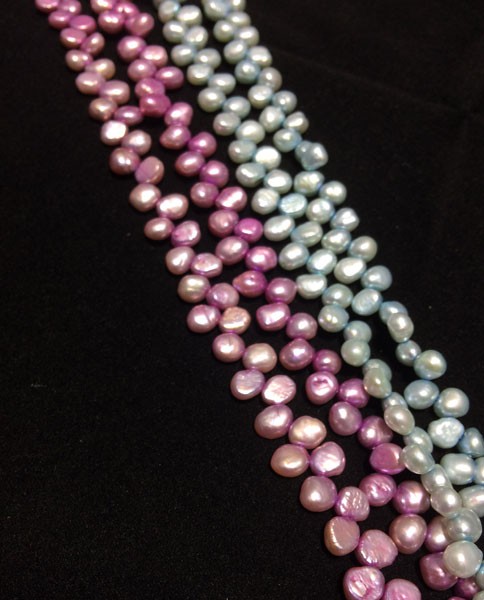 Perla ovalada de color lila,azul,damasco,verde, 5mm