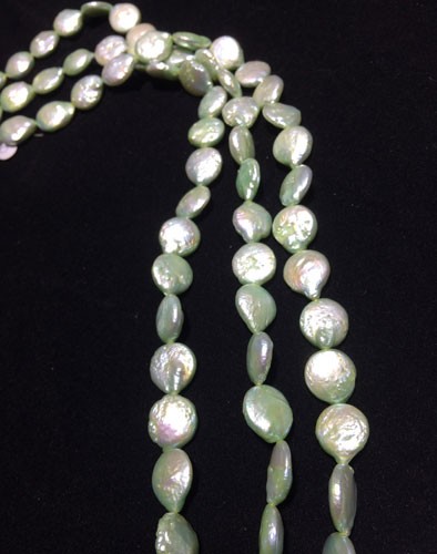 Perla ovalada color verde claro, 1mm