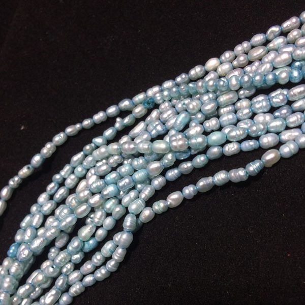 Perla ovalada color azul, 2mm